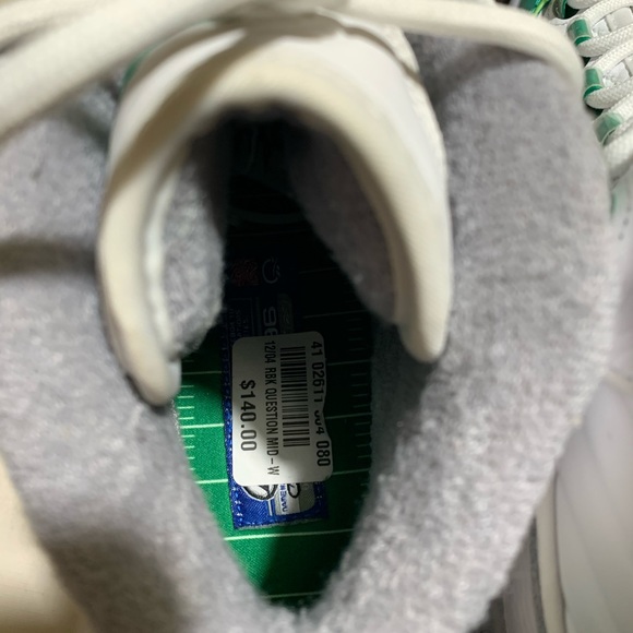 Reebok Question Mid Philadelphia Eagles Size 8 Silver Green Cream Mens Shoes - Picture 6 of 11